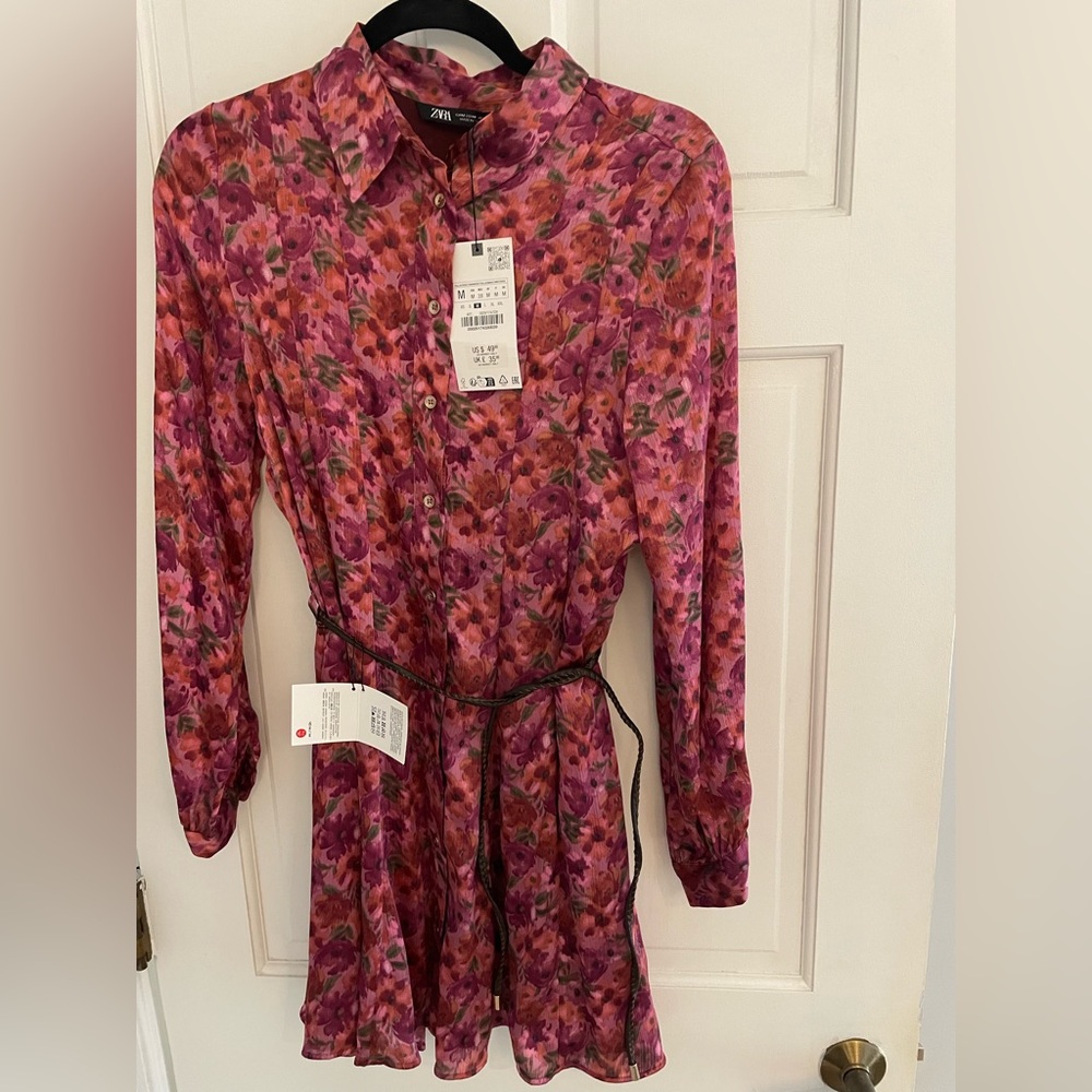 Zara Multicolor Floral Long Sleeve Dress